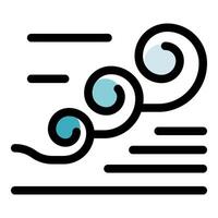 Wind blowing from right to left with speed lines indicating direction and force vector