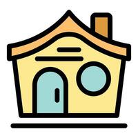 Small residential house with chimney and round window representing comfortable living vector