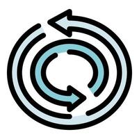 Circular arrows rotating, showing continuous cycle and return vector