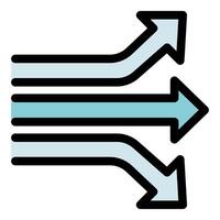 Three arrows pointing in different directions representing different choices vector