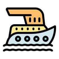 Ferry boat navigating calm waters with big chimney vector