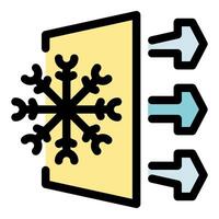 Cold air flowing from conditioner, creating snowflake symbol, ideal temperature for preservation vector