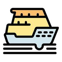 Ferry boat sailing on water with windows and deck vector