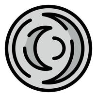 Silver cryptocurrency coin rotating showing its reverse vector