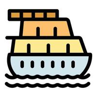 Passenger ferry boat navigating calm waters, icon illustration vector