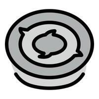 Round button showing rotating speech bubbles representing communication vector