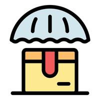 Delivery box is landing using parachute, shipping and air mail concept vector
