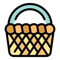 Empty picnic basket with braided border and checkered pattern waiting to be filled vector