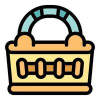 Empty picnic basket with arched handle ready for outdoor lunch vector
