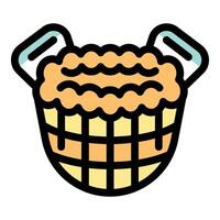 Wicker basket overflowing with fresh honeycomb from beehive vector