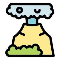 Kawaii volcano erupting with smoke and gases into the atmosphere vector
