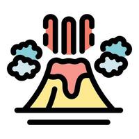 Volcano erupting with lava and smoke creating clouds vector