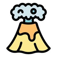Volcano erupting with smoke and lava, a colorful cartoon illustration vector