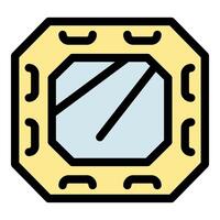 Octagonal porthole reflecting light on a ship or submarine vector