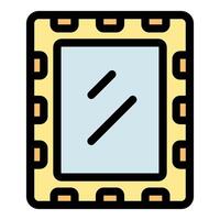 Square mirror with yellow frame and light bulbs reflecting light vector