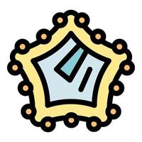 Golden mirror reflecting light in star shape frame vector