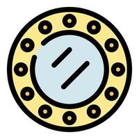 Round bathyscaphe window showing three metal bars reflecting light vector