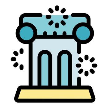 fuegos artificiales explotando terminado iónico orden columna celebrando el nuevo año vector