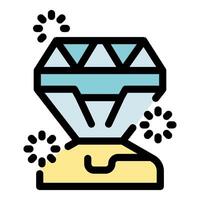 Sparkling diamond shining brightly on gold ring setting vector