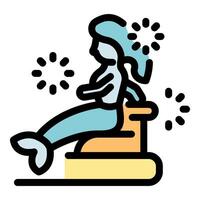Beautiful mermaid sitting elegantly on a rock, sparkling with magic vector