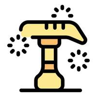 Hammer hitting and creating sparks, construction tool icon in filled outline style vector
