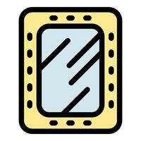 Yellow porthole reflecting light from outside, rectangular porthole with rivets vector