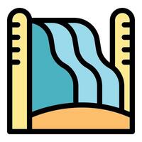 Water dam generating clean energy with measurement tools vector