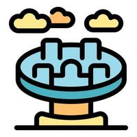Roundabout rotating platform under cloudy sky at playground vector