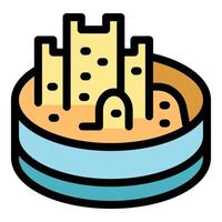 Sandcastle kingdom emerging from a vibrant sandbox, a playful icon of childhood creativity vector
