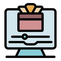 Online gift purchase being tracked on computer screen vector