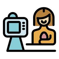 Food blogger recording content with small camera and tripod vector