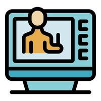 Online tv training with teacher explaining on computer screen vector