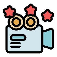 camera recording with stars symbolizing success, entertainment, and quality content creation vector