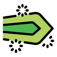 Green arrow pointing right with loading symbol rotating around it vector