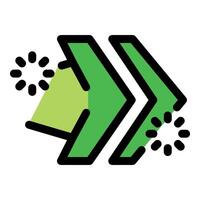 Green double arrow showing fast forward with loading symbol vector