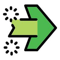 Green arrow pointing right with loading symbol representing data transfer vector