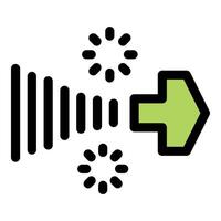 Data processing transforming into actionable insights with forward arrow and loading icons vector
