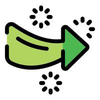 Green arrow pointing right with loading symbols representing data transfer vector