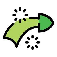 Green arrow moving forward with loading symbol representing progress and transition vector