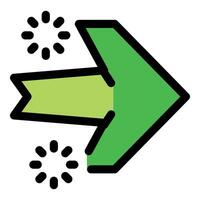 Green arrow moving forward with loading symbol representing progress and speed vector
