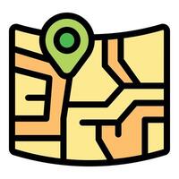 Location pin showing place on folded paper map vector