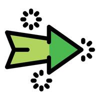 Green arrow pointing right with loading symbol rotating around it vector