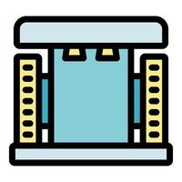 Server room with data processing equipment and lights vector