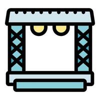 Stage with spotlights and decorative pillars is ready for performance vector