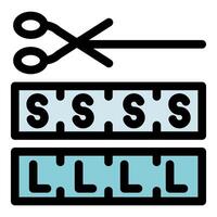 Scissors cutting a size guide from small to large vector