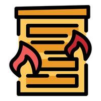 Burning document with flames, representing lost information and potential risks vector
