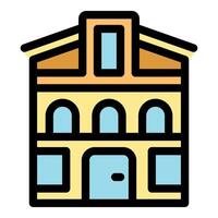 Three story building with arched windows and attic room showing urban architecture vector