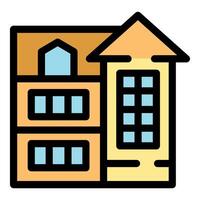Two story building with attic and large windows representing modern architecture vector