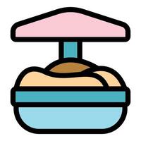Sandbox with pink umbrella protecting from sun in playground vector
