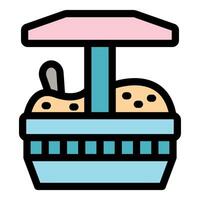 Sandbox with umbrella and shovel protecting from sunstroke vector